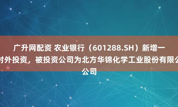 广升网配资 农业银行（601288.SH）新增一起对外投资，被投资公司为北方华锦化学工业股份有限公司